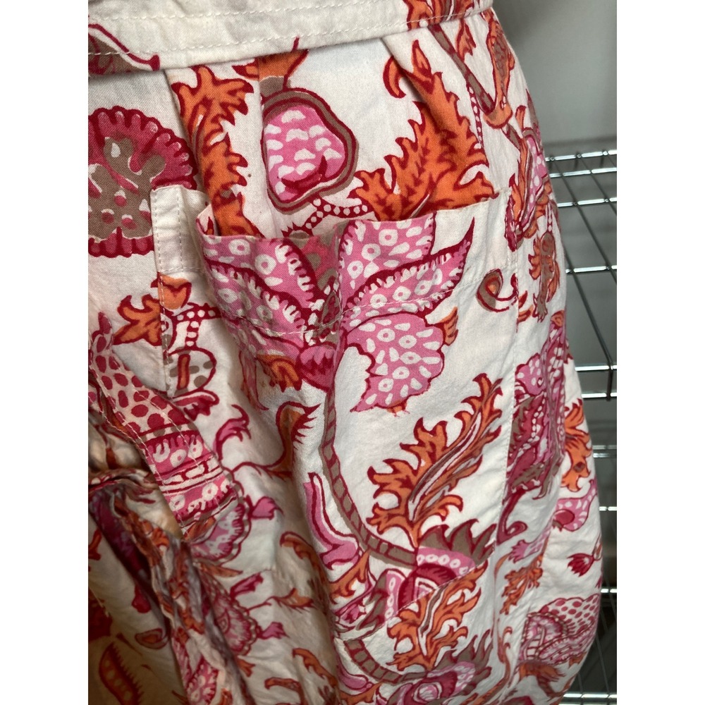 Roberta Roller Rabbit Cream Kimono Robe with Pink and Orange Floral Paisley - Picture 10 of 13